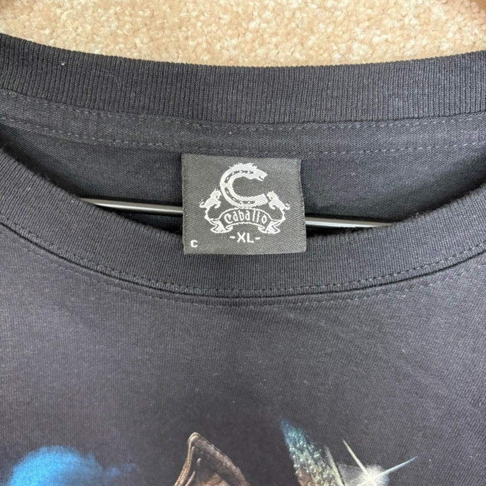 VINTAGE Caballo Skeleton Graphic Tshirt Mens Size XL Cotton Double Sided Graphic - Picture 4 of 6